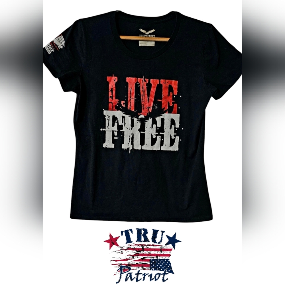 TRU PATRIOT Live Free Patriotic Tshirt (Navy Blue), Women's- L